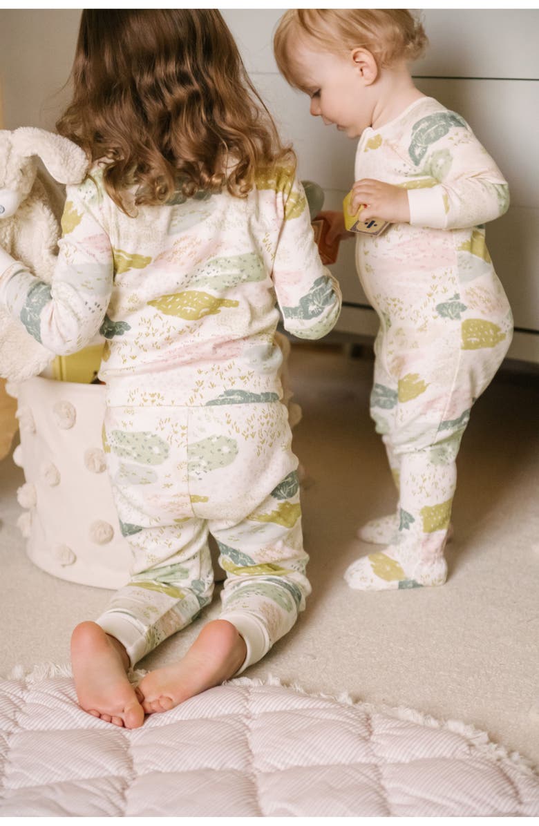 Pehr Kids' Organic Cotton Rib Fitted Pajamas, Alternate, color, Happy Valley