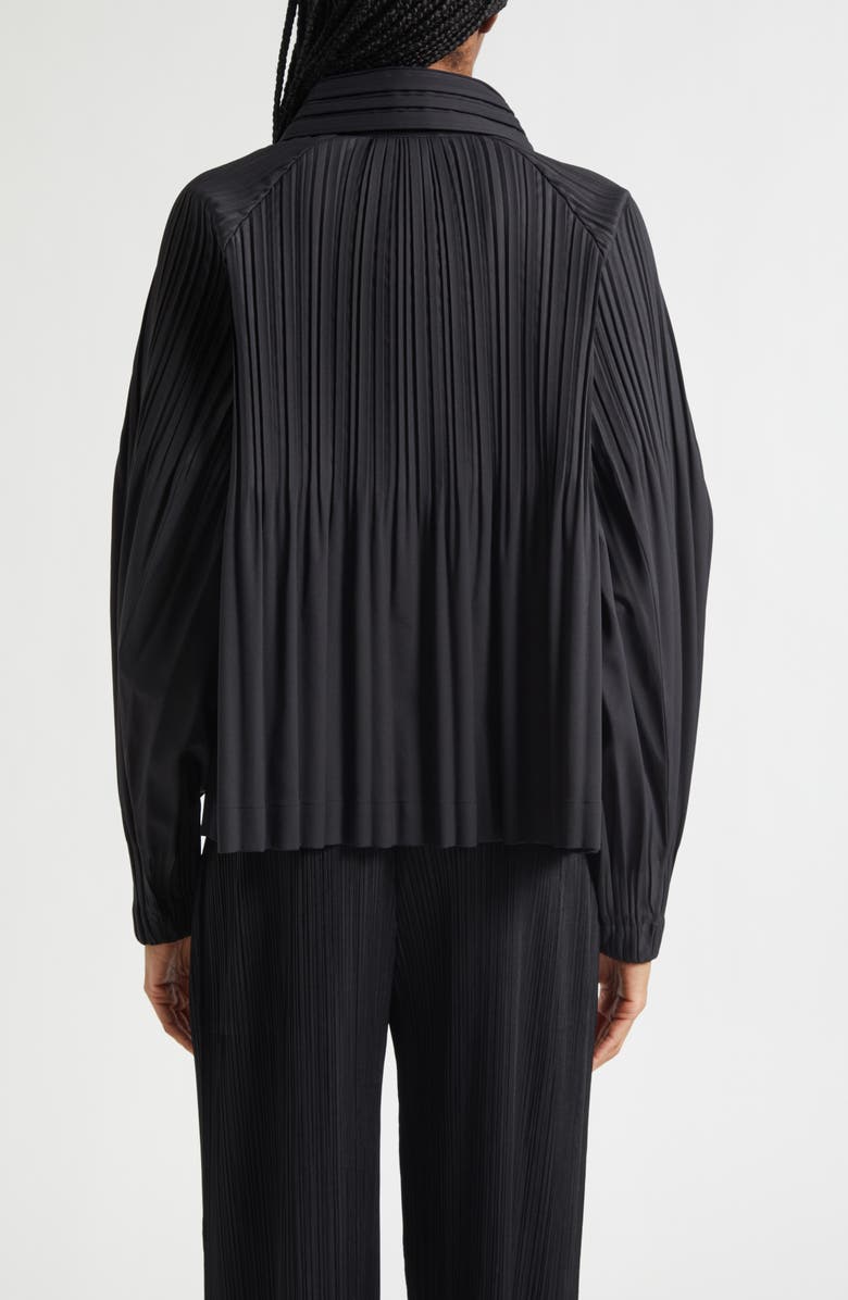 Pleats Please Issey Miyake Pleated Double Breasted Jacket, Alternate, color, Black