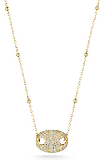 Glaze Jewelry Pavé Cubic Zirconia Mariner Link Pendant Necklace In Gold