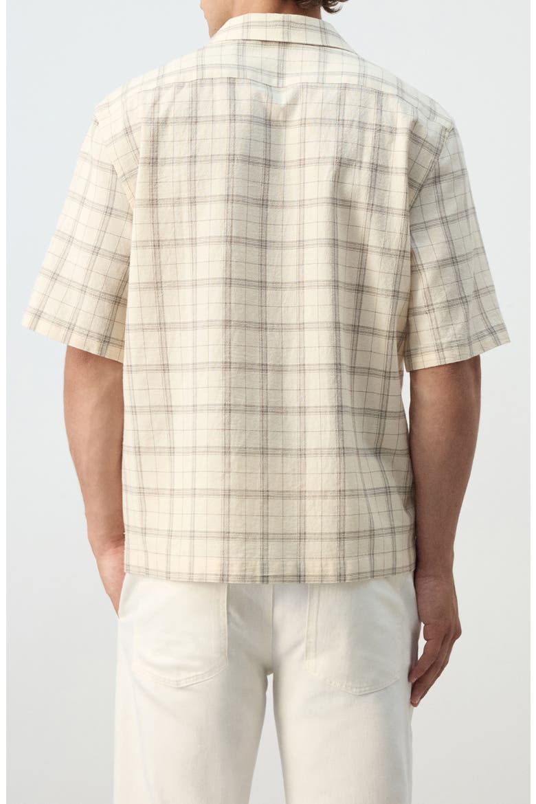 Plaid Short Sleeve Button-Up Shirt, Alternate, color, OFF WHITE