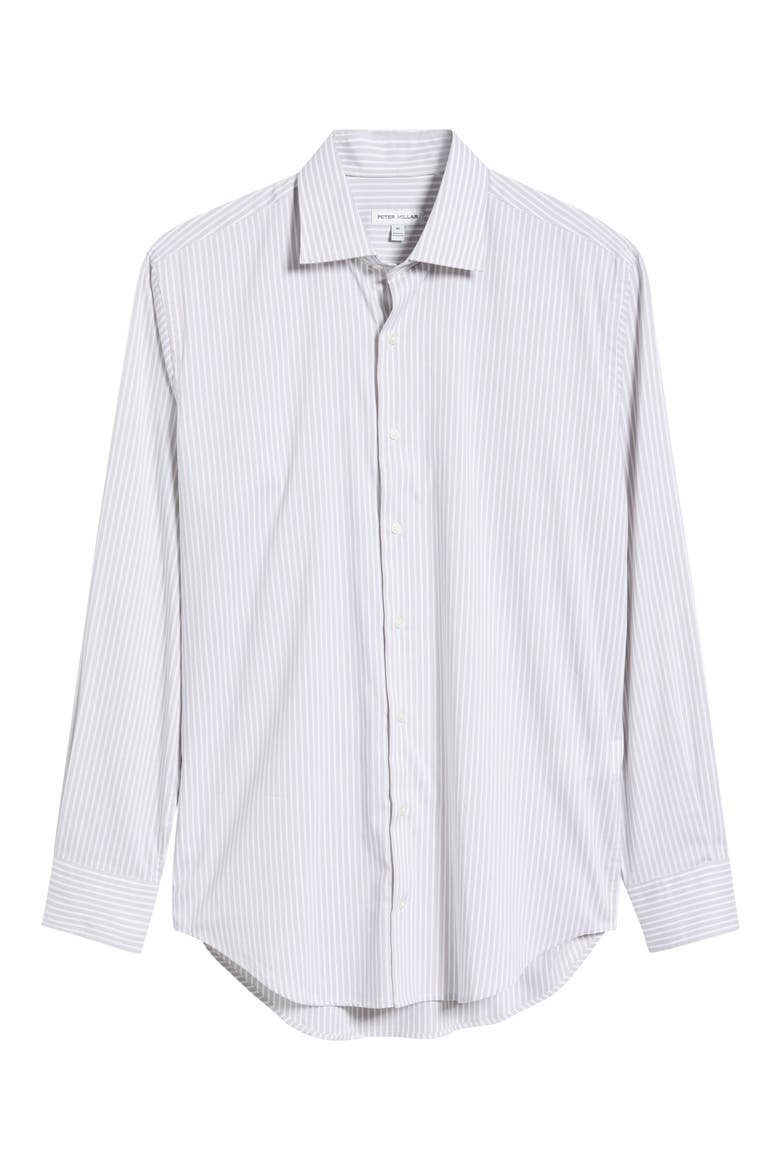 Langley Crown Striped Long Sleeve Button Down Shirt, Main, color, BATTLESHIP GREY