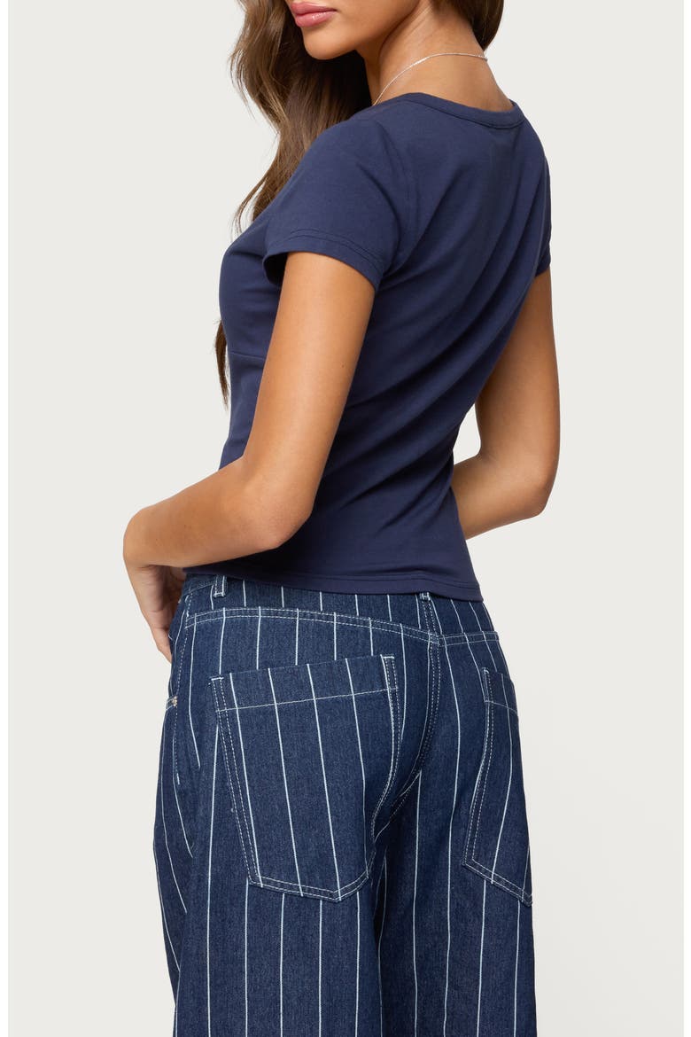 Merinda Stretch Cotton T-Shirt, Alternate, color, NAVY
