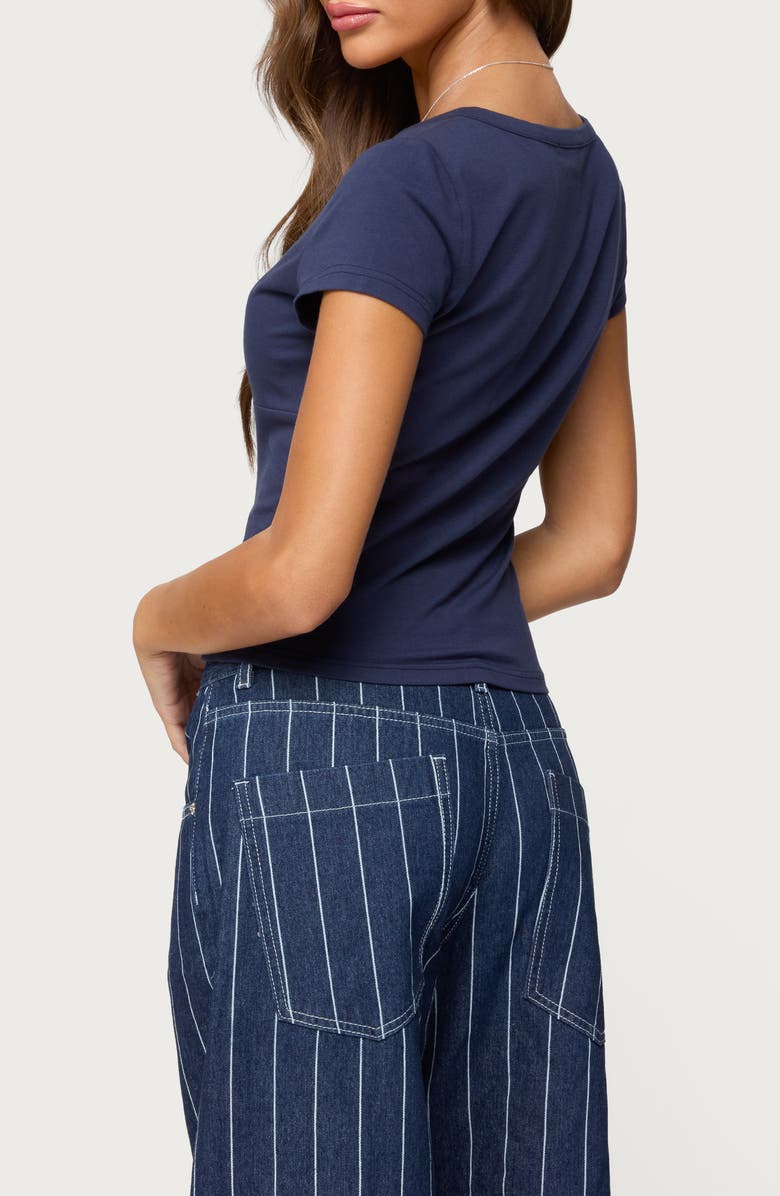 EDIKTED Merinda Stretch Cotton T-Shirt, Alternate, color, Navy