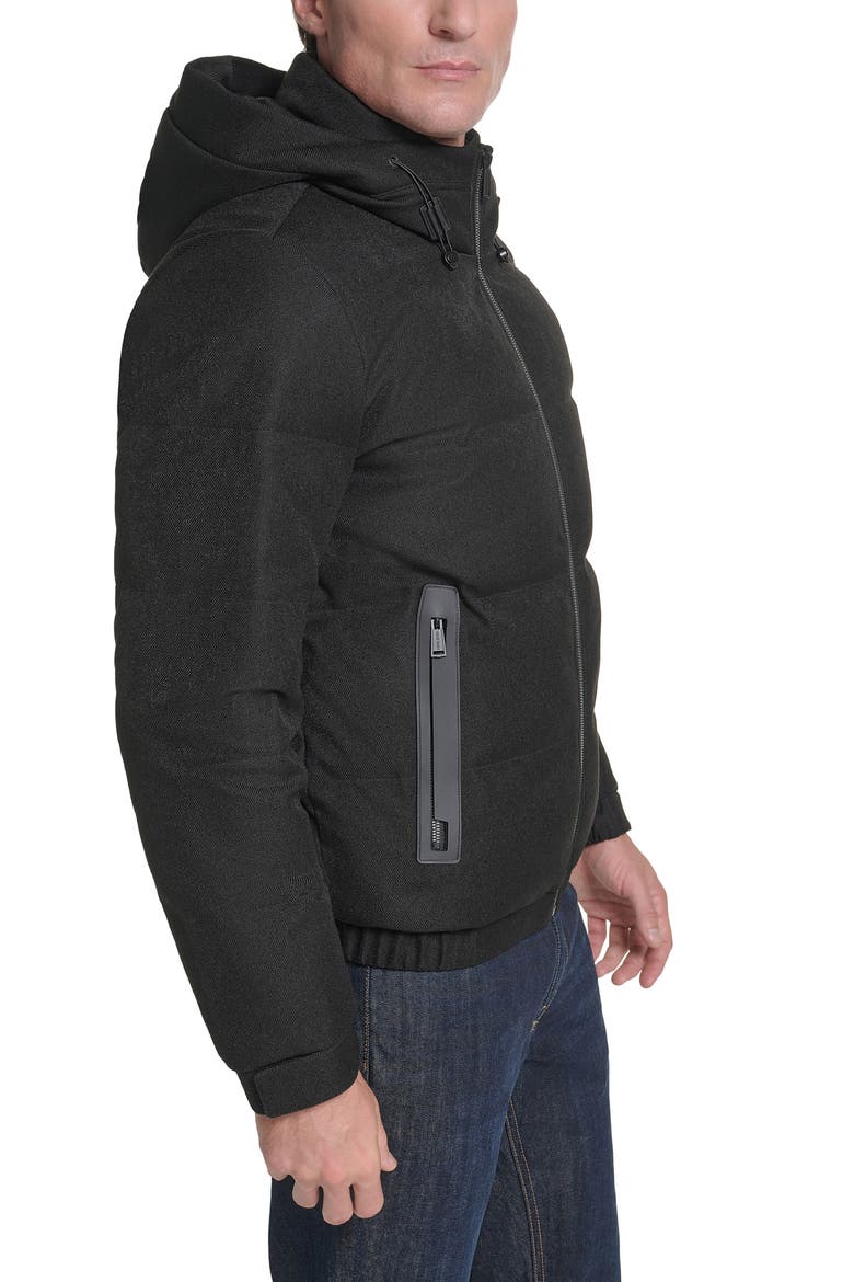 Stretch Twill Down and Feather Fill Puffer Jacket, Alternate, color, BLACK