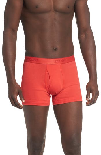 2(x)ist 3-pack Cotton Boxer Briefs In Black/charcoal/poppy Red
