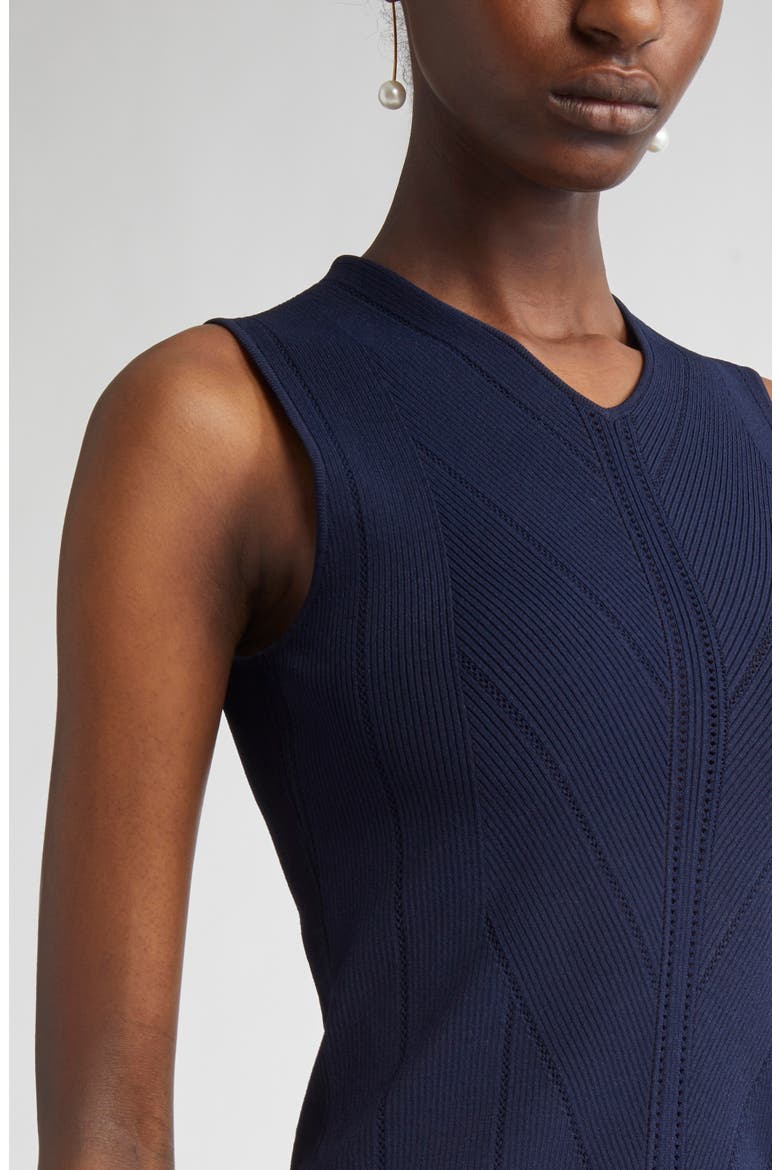 Pointelle Moving Ribs Knit Sheath Dress, Alternate, color, NAVY