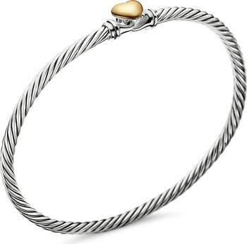 Cable Collectibles<sup>®</sup> Heart Bracelet with 18K Gold, 3mm