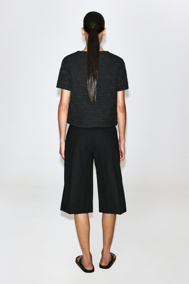 Textured Short-Sleeved Top, Alternate, color, BLACK