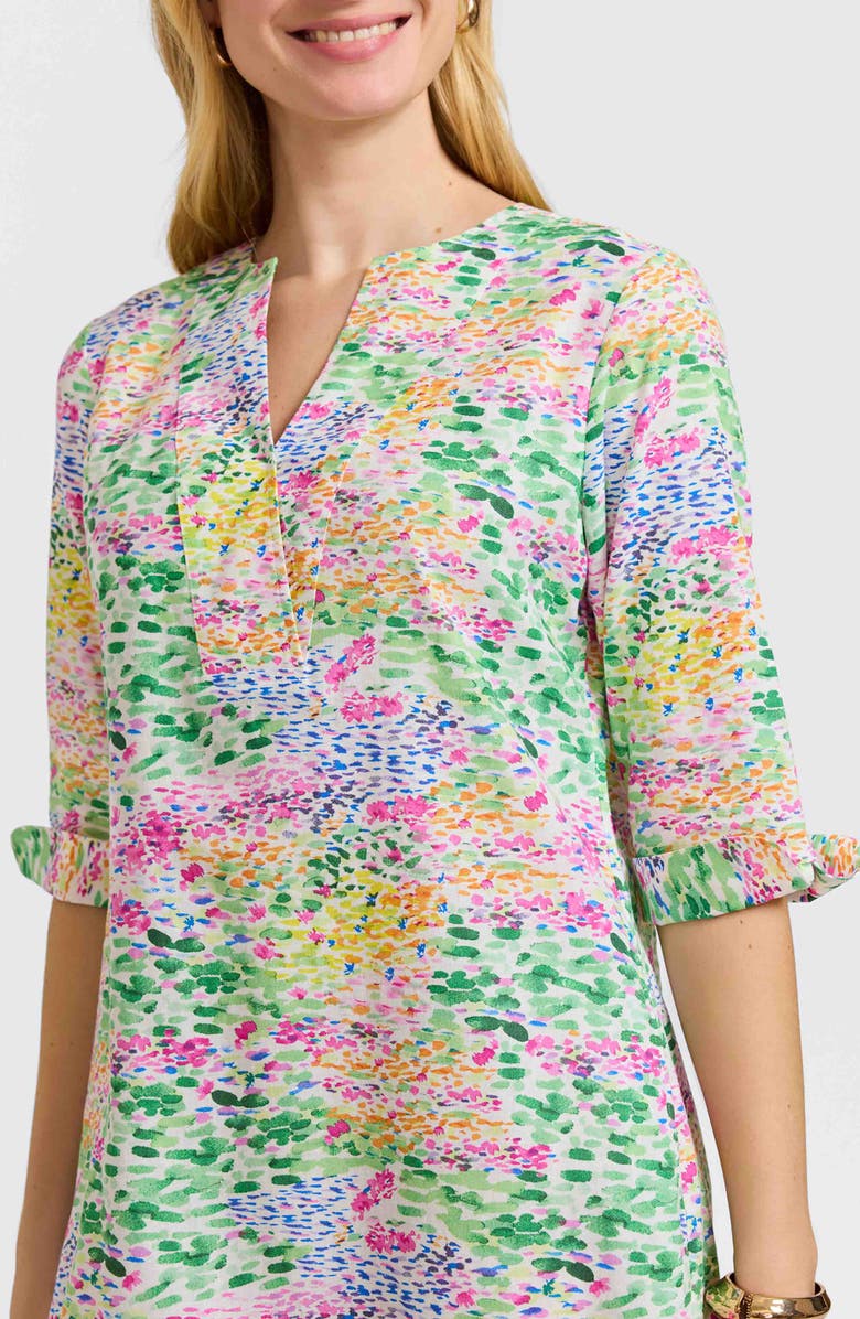 Foxcroft Vena Floral Print Linen Blend Dress, Alternate, color, Multi