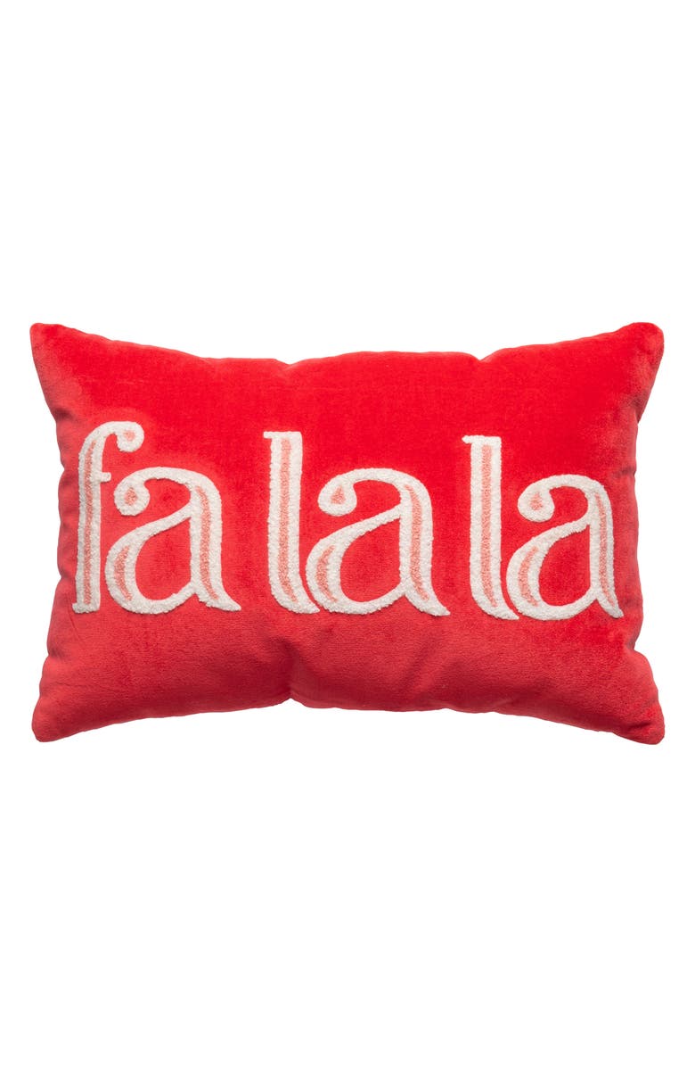 KARMA GIFTS Fa La La Velvet Lumbar Accent Pillow, Main, color, Fa La La