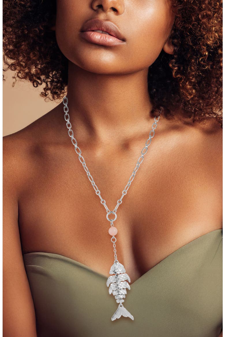 Fish Lariat Necklace, Alternate, color, SILVER