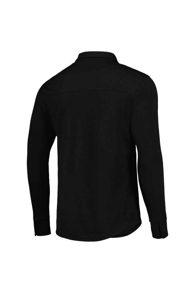 Men's Antigua Black Charlotte FC Streamer Diamond Button-Up Shacket, Alternate, color, Black