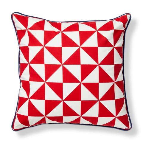 Pinwheel Indoor Outdoor Pillow Red Multi Cotton Summer