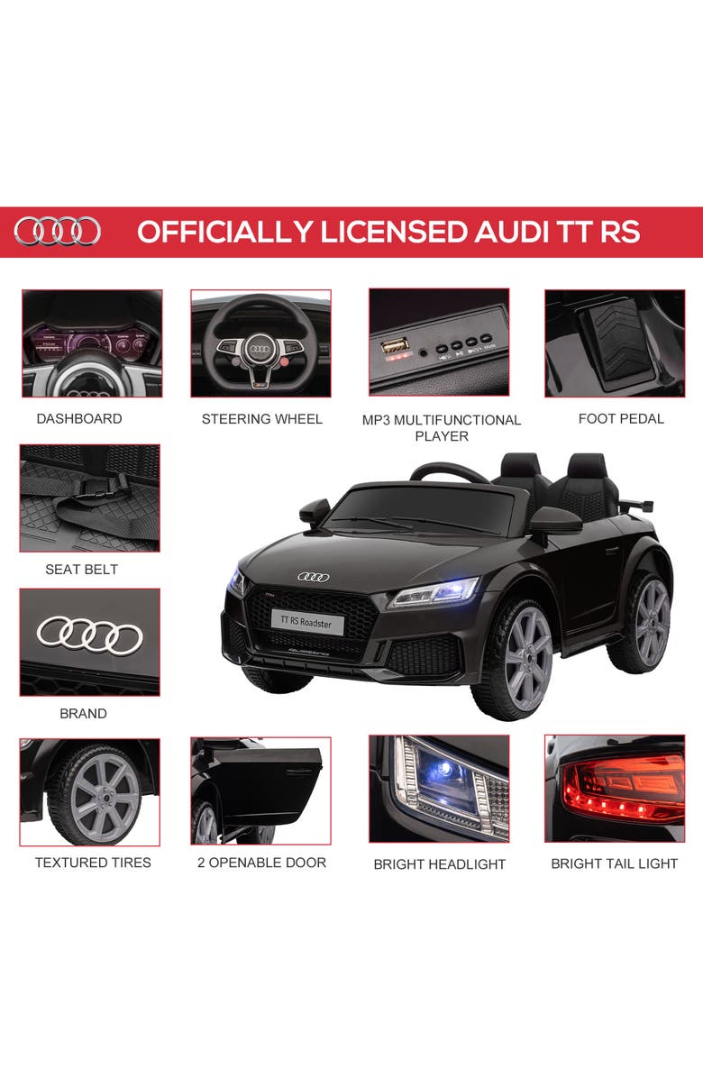 Aosom 6V Ride On Car with Licensed Audi TT RS, Remote Control, Horn, Alternate, color, Black