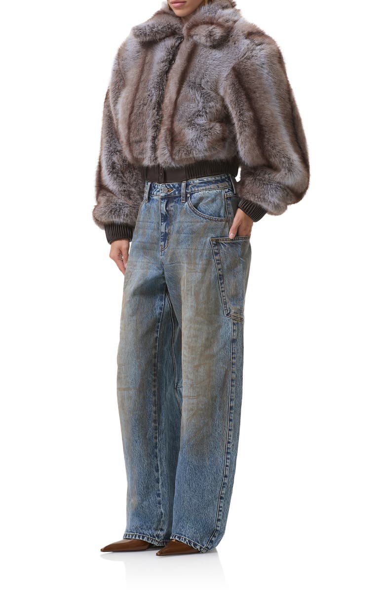 AFRM Adelaide Faux Fur Crop Coat, Alternate, color, Lilac Stripe