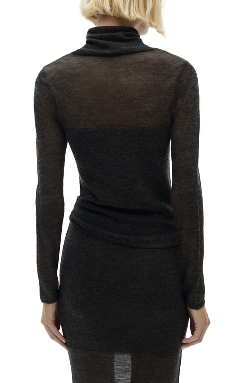 Shop Mango Semisheer Turtleneck Sweater In Dark Heather Grey