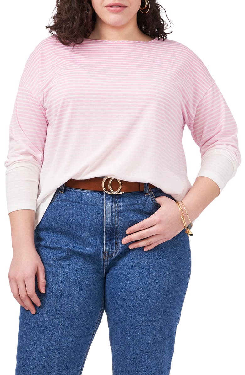 Vince Camuto Boat Neck Stripe Ombré Top, Main, color, 