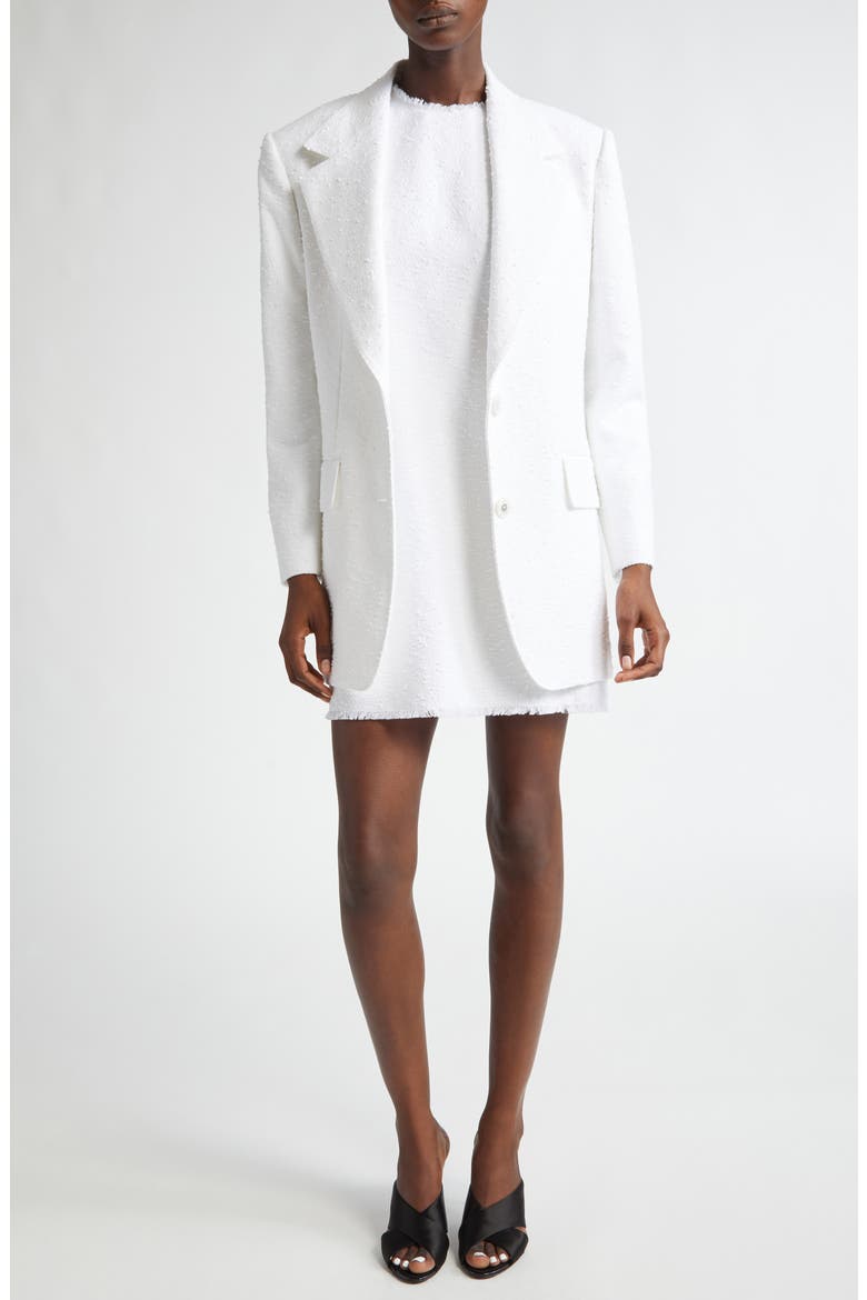 Single Breasted Raschel Tweed Blazer, Alternate, color, BIANCO OTTICO