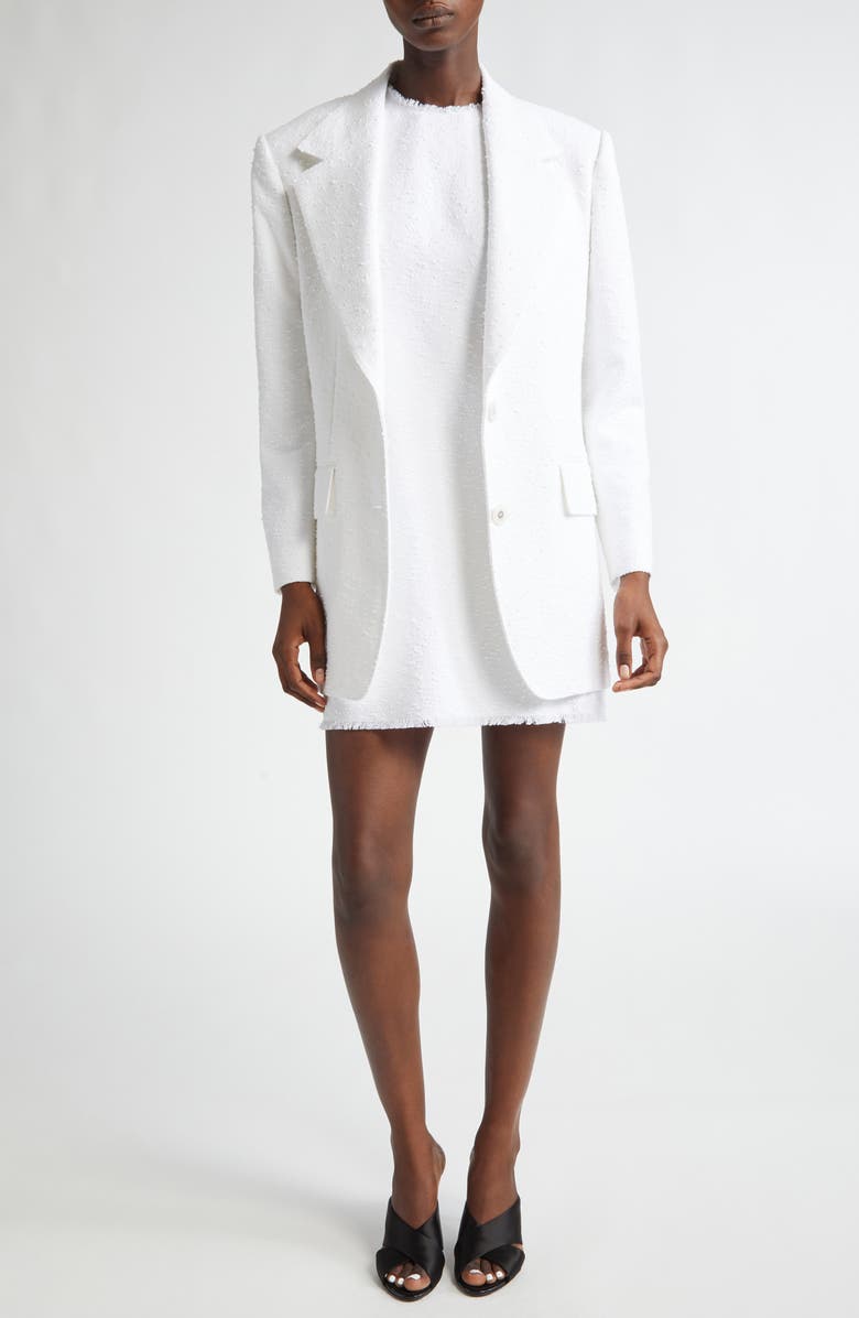 Dolce&Gabbana Rachel Sleeveless Tweed Minidress, Alternate, color, Bianco Ottico