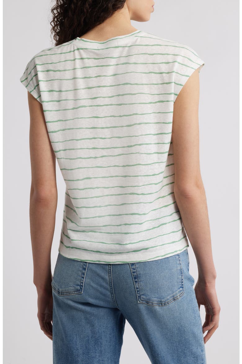Stripe Linen Blend T-Shirt, Alternate, color, MEADOW/ OFF WHITE