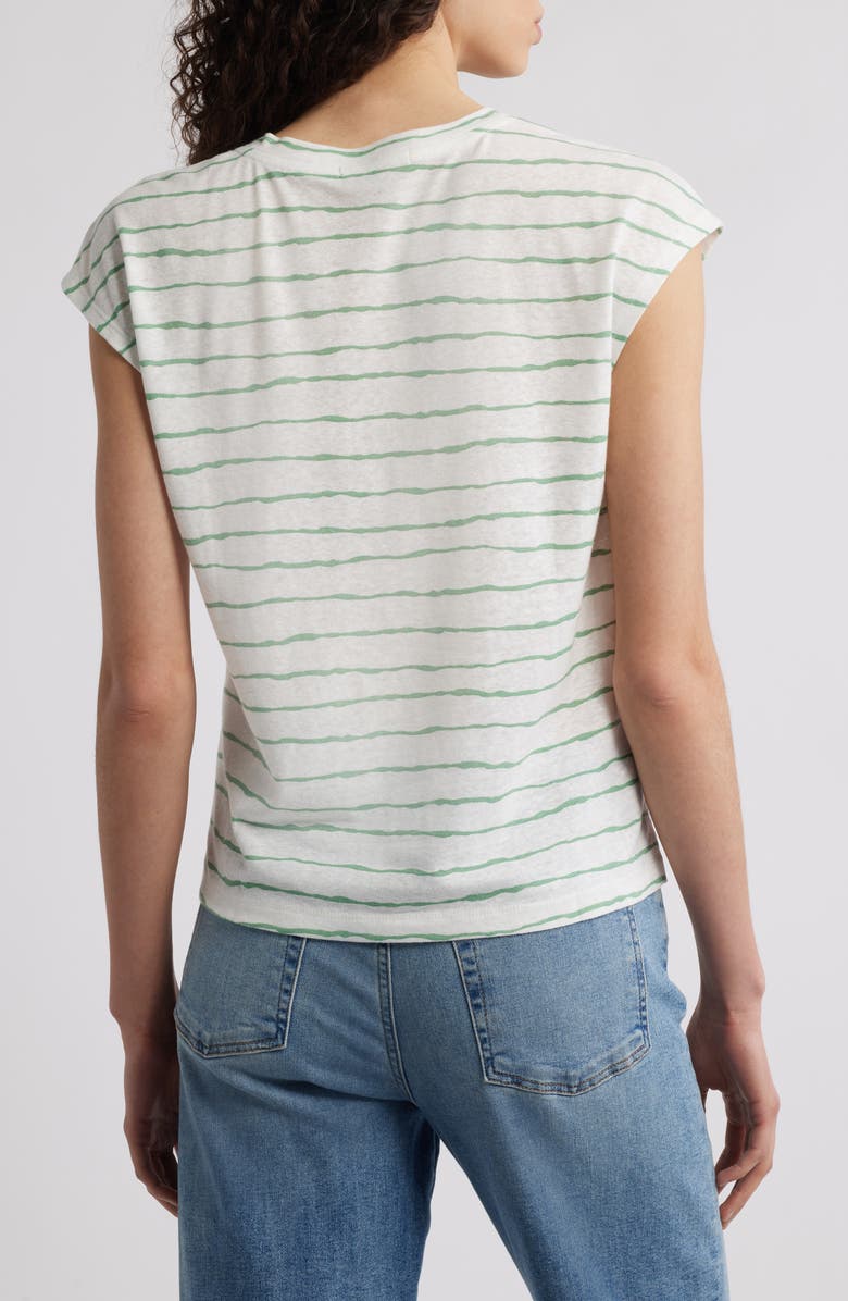 Wit & Wisdom Stripe Linen Blend T-Shirt, Alternate, color, Meadow/ Off White