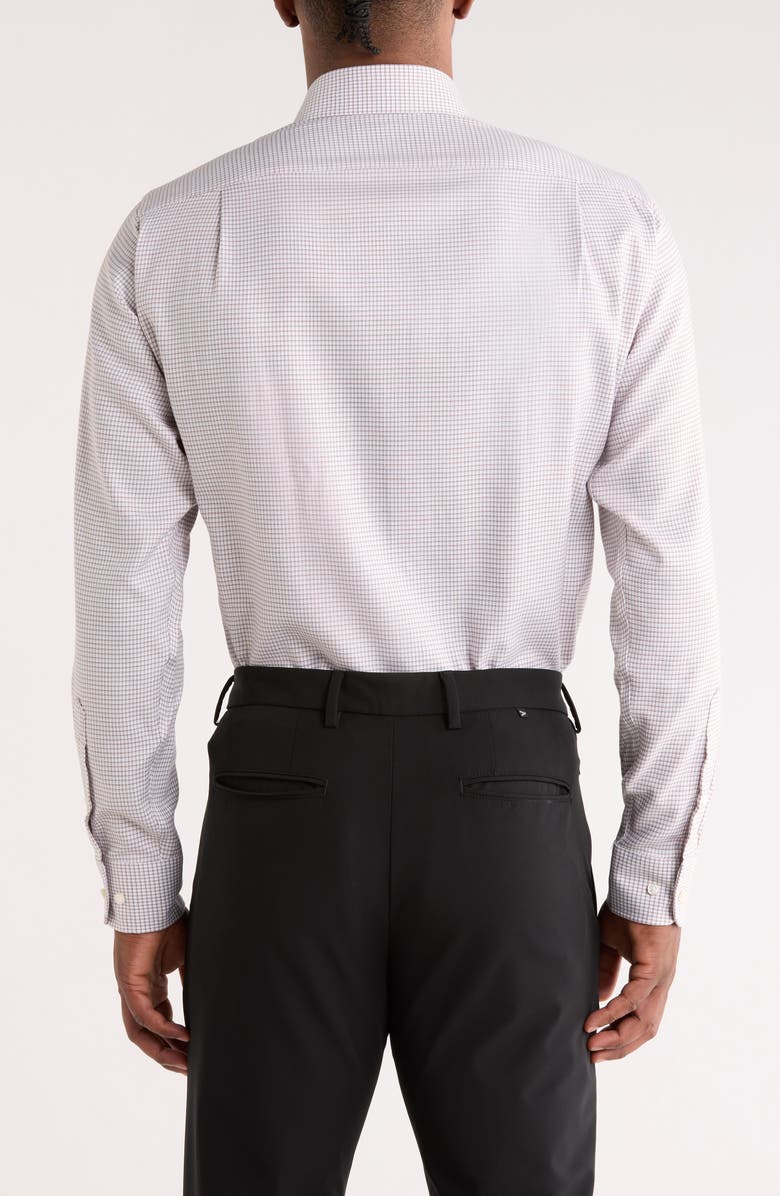 Nordstrom Trim Fit Microcheck Premium Non Iron Cotton Button-Up Shirt, Alternate, color, Tan Stag Texture