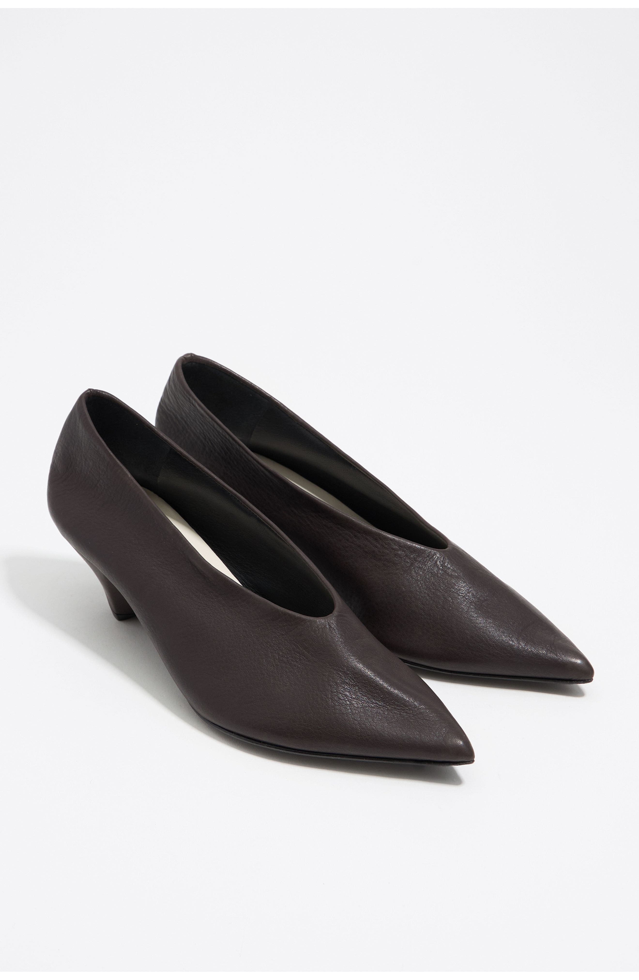 Leather Medium Heel Court Shoe, Alternate, color, MOKA