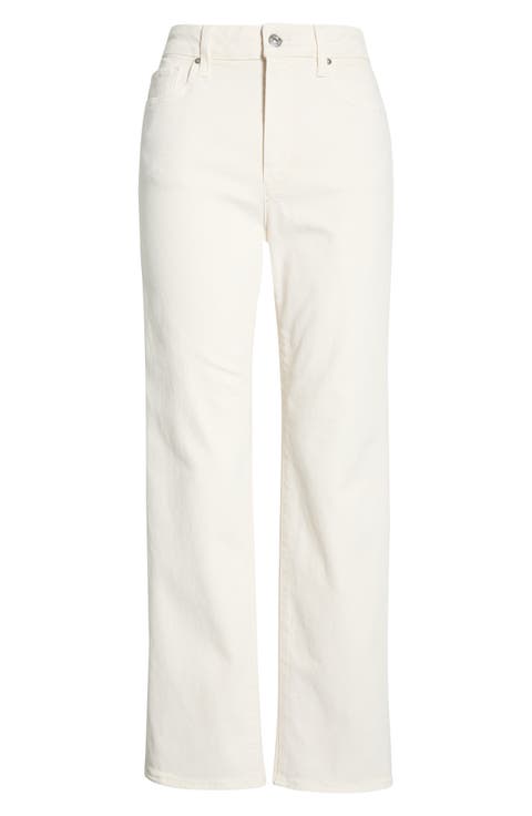 Stevie High Waist Ankle Straight Leg Jeans (Cream Cloud)
