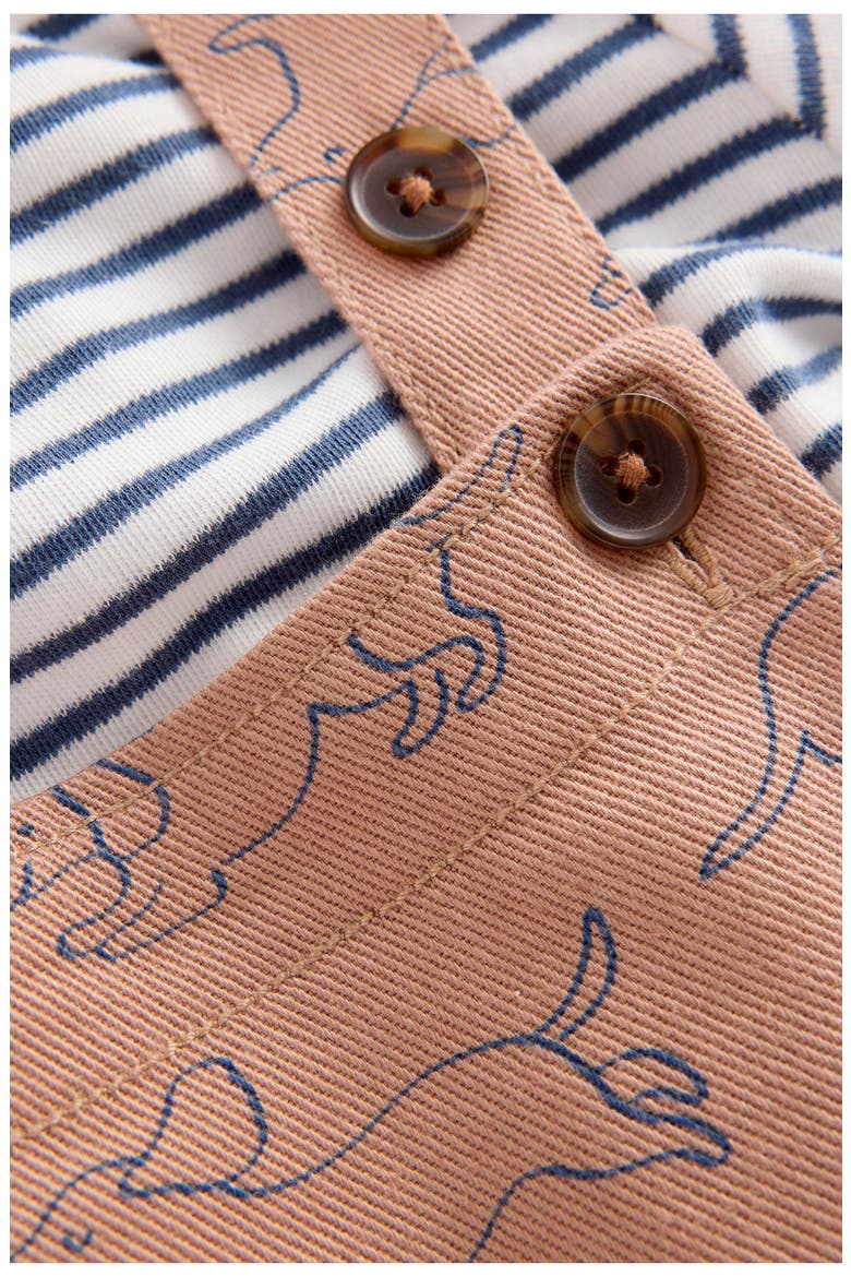 Long Sleeve Cotton T-Shirt & Print Overalls Set, Alternate, color, BROWN PUPPY