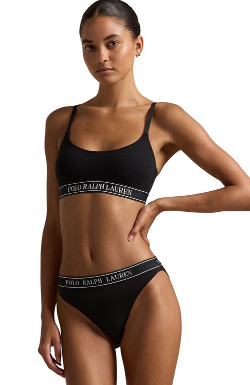 Polo Ralph Lauren Logo Band Scoop Neck Bralette In Black