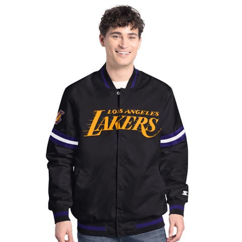 Men's Starter  Black Los Angeles Lakers Scout Varsity Full-Snap Jacket
