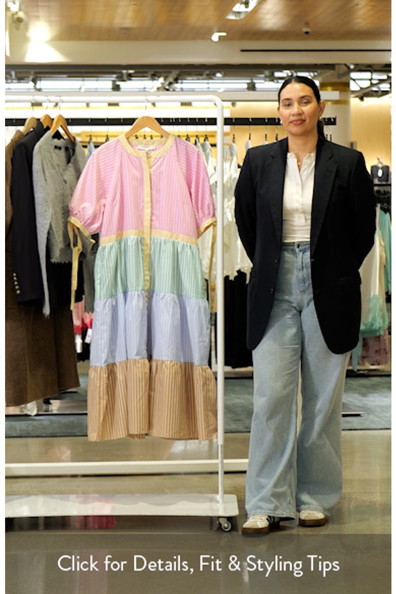 Colorblock Stripe Tiered Shirtdress video