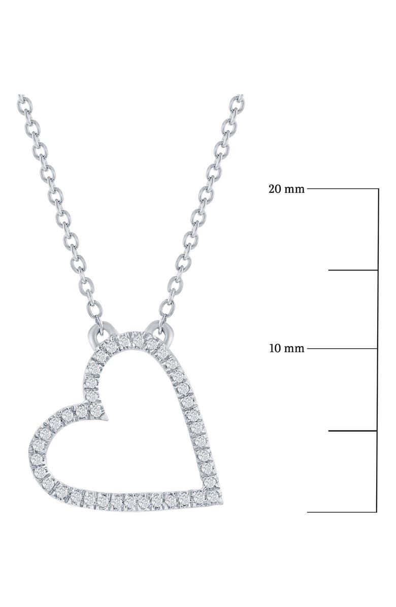 SIMONA Sterling Silver Pavé Diamond Open Heart Pendant Necklace - 0.07ct., Alternate, color, 