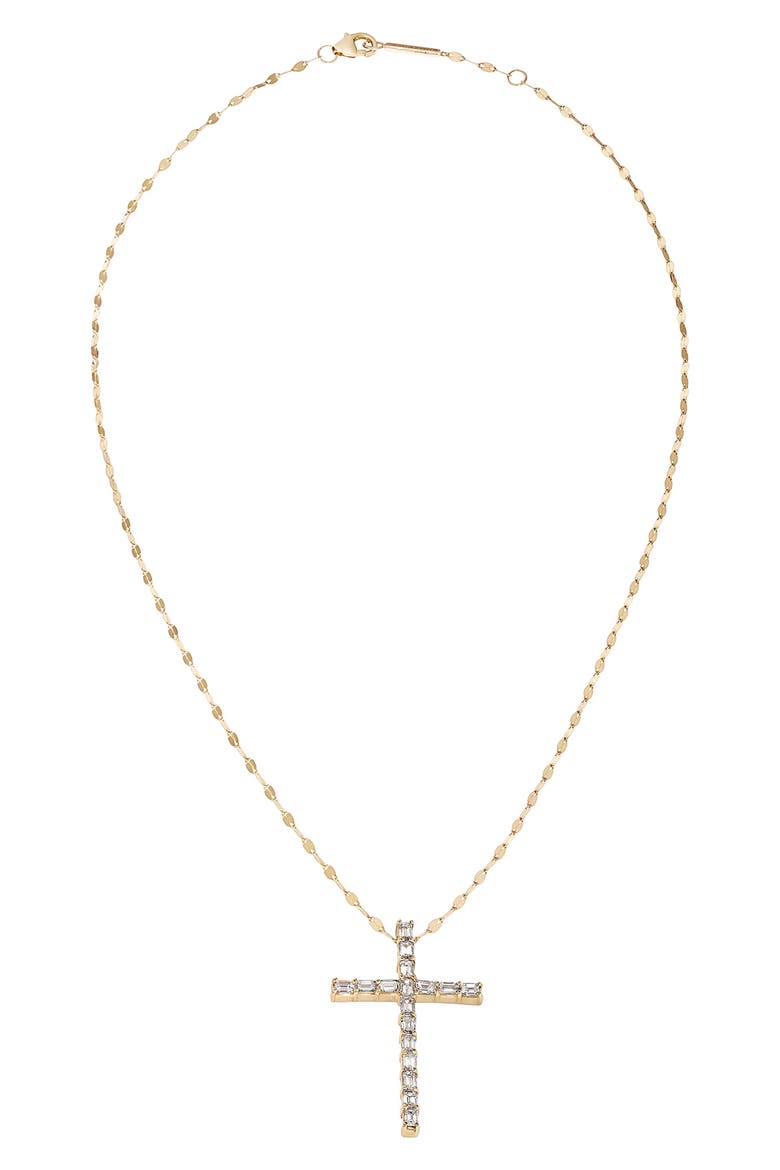 14K Gold Diamond Cross Pendant, Main, color, YELLOW GOLD