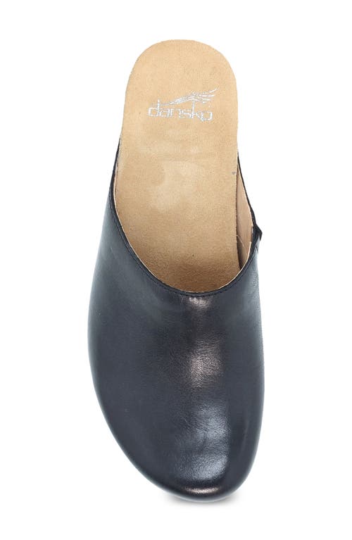 Dansko Black Leather Mule With Contrasting Beige Wedge In Black