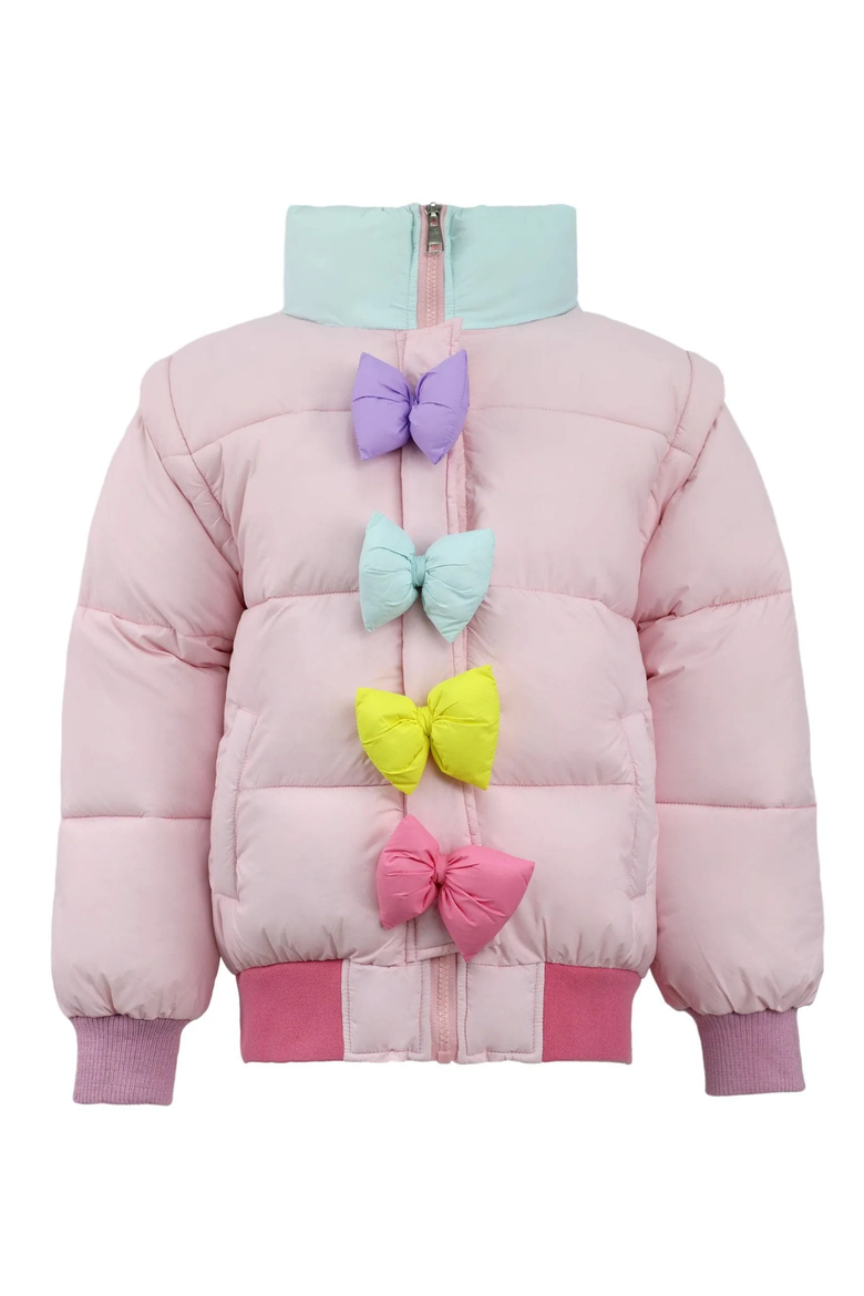 Rainbow Bows Puffer, Main, color, Pink
