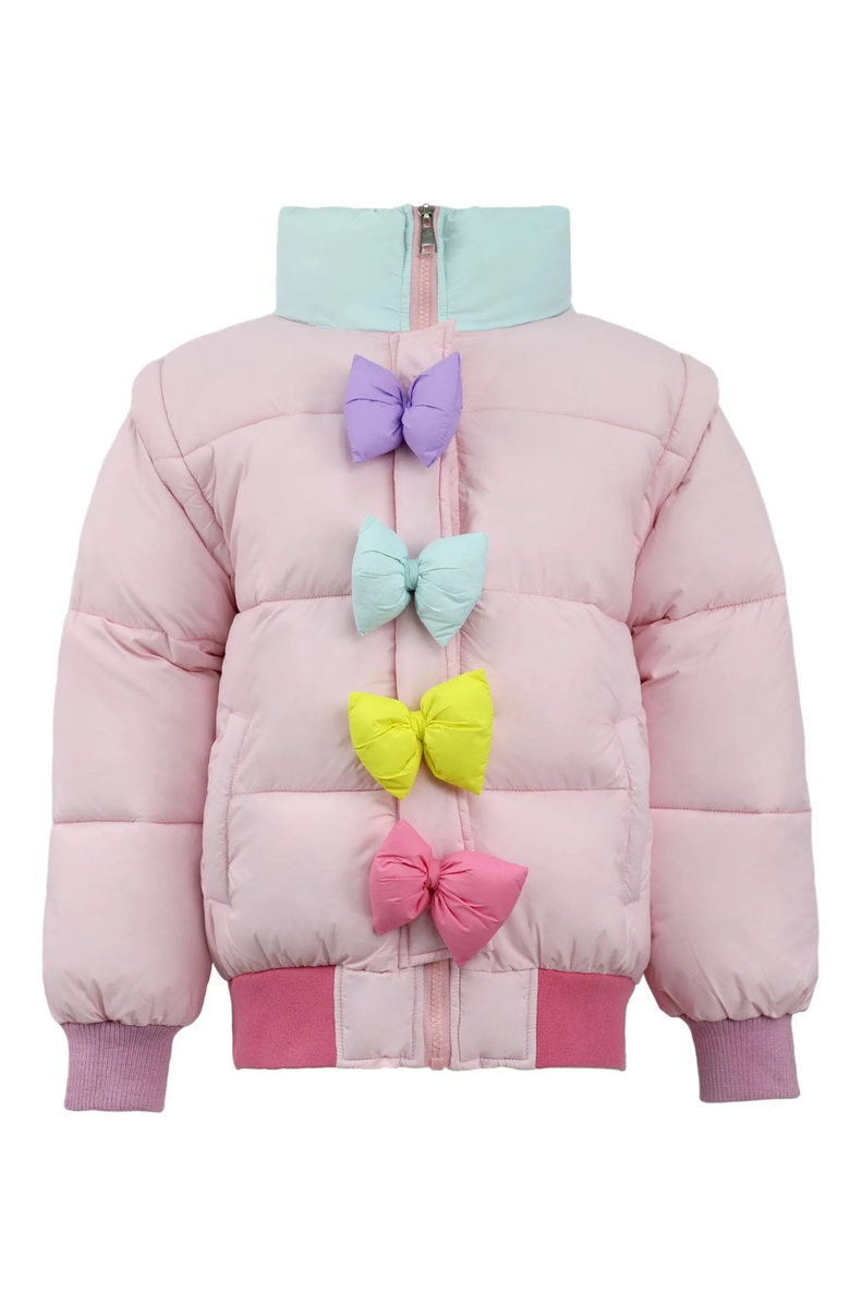 Lola + The Boys Rainbow Bows Puffer, Main, color, Pink