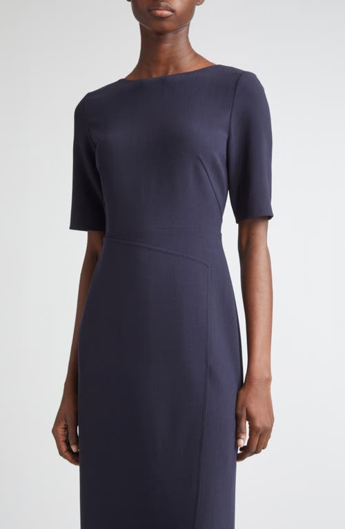 Lafayette 148 New York Faux Wrap Stretch Wool Midi Dress In Black
