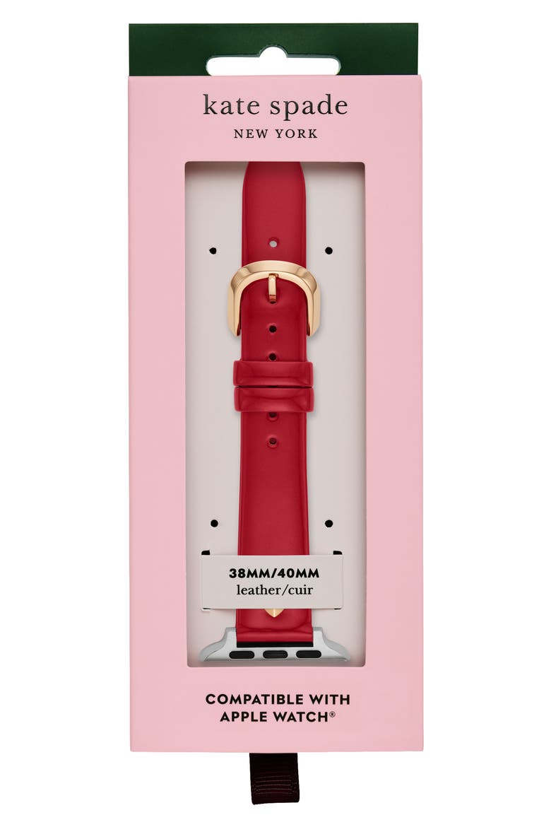 Apple Watch® patent leather band, Alternate, color, RED