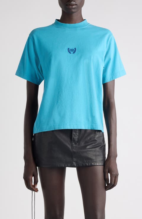 Laurel Embroidered Boxy Dry Jersey T-Shirt