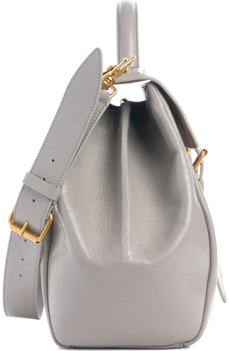 Dries Van Noten Glossy Leather Shoulder Bag, Alternate, color, Light Grey 800