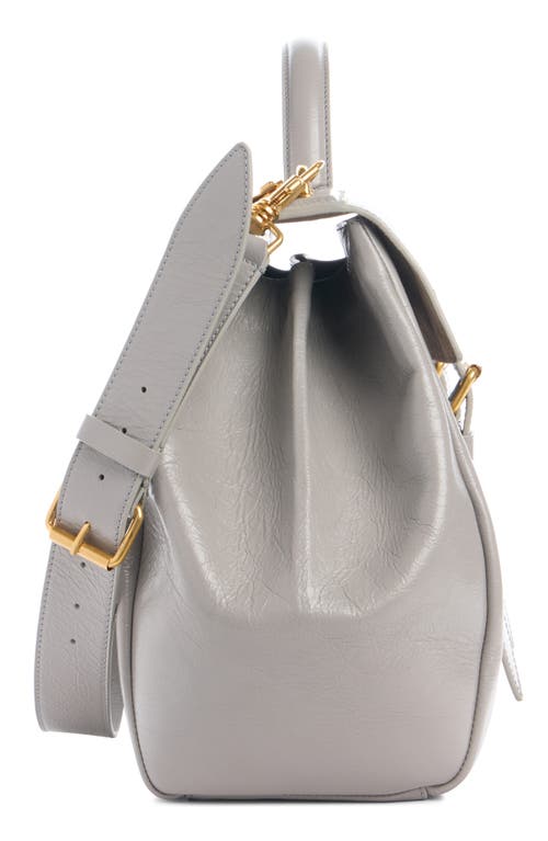 Dries Van Noten Glossy Leather Shoulder Bag In Gray