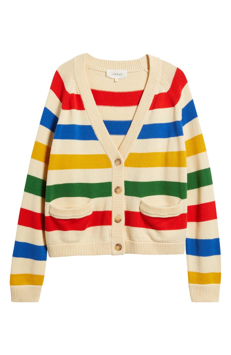 THE GREAT. The Varsity Stripe Cardigan, Alternate, color, 