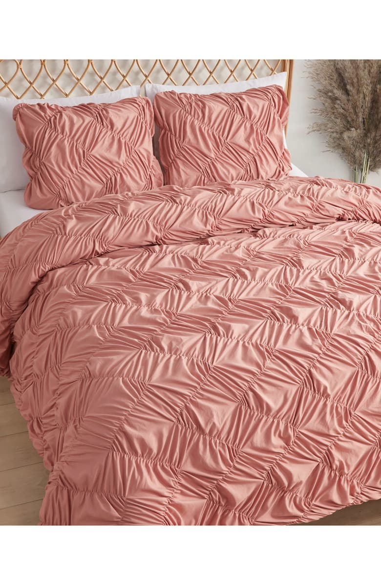 Jessica Simpson Emmy Textured Comforter & Sham Set, Alternate, color, Antique Rose