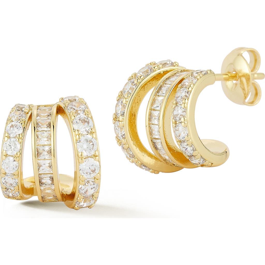 Sphera Milano Cubic Zirconia Triple Hoop Earrings In Gold