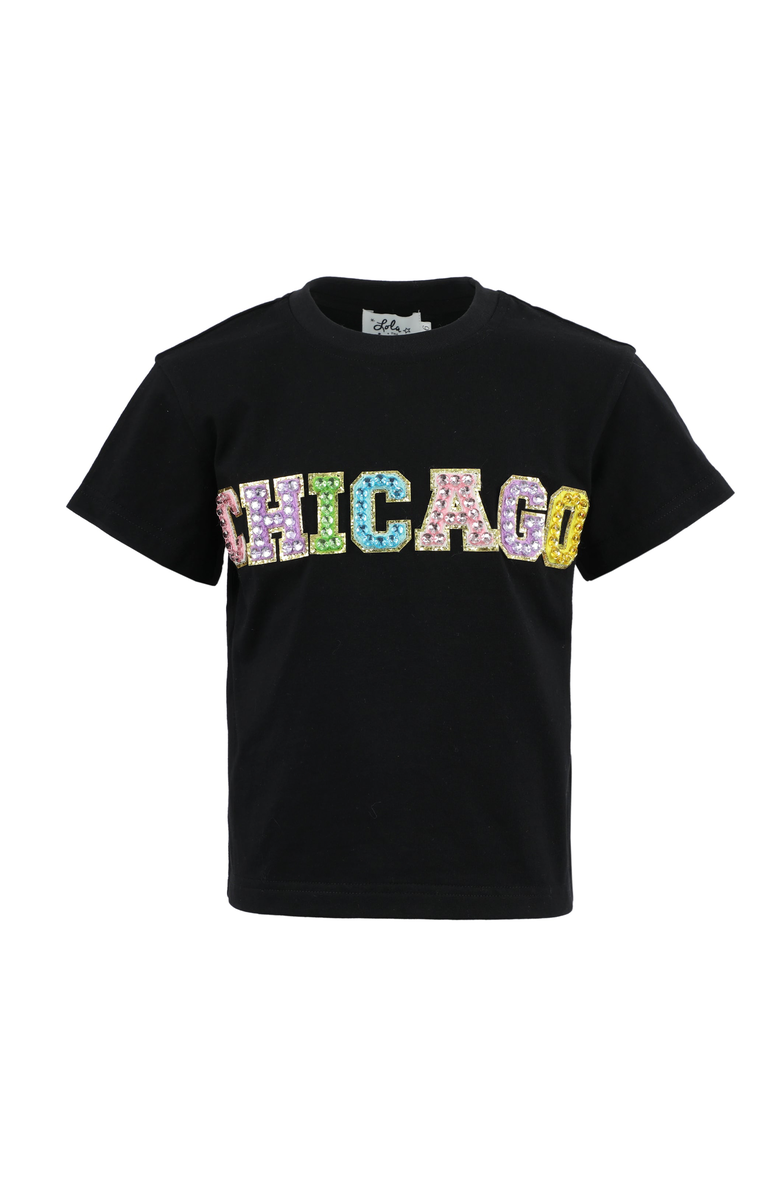 Lola + The Boys Rainbow Chicago Gems T-shirt, Main, color, Black