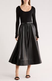 Alice + Olivia Chara Long Sleeve Faux Leather Skirt Dress