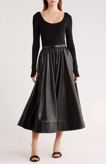 Alice + Olivia Chara Long Sleeve Faux Leather Skirt Dress