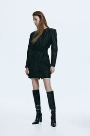 H&M Coated Tie-belt Dress