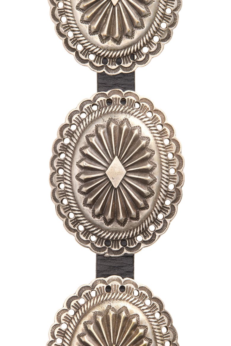Concho Leather Belt, Alternate, color, BLACK